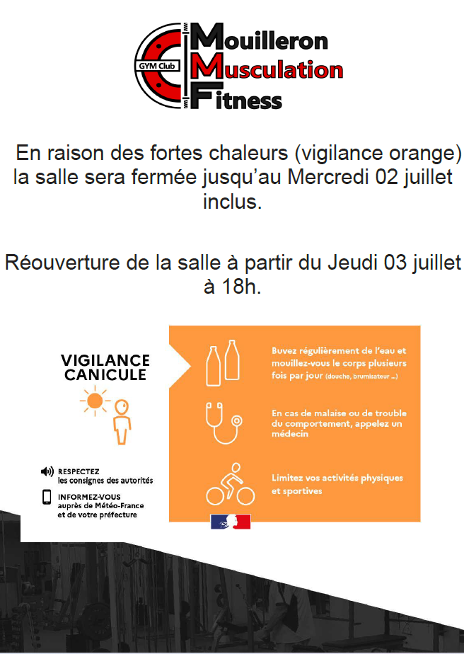 Fortes chaleurs – fermeture exceptionnelle